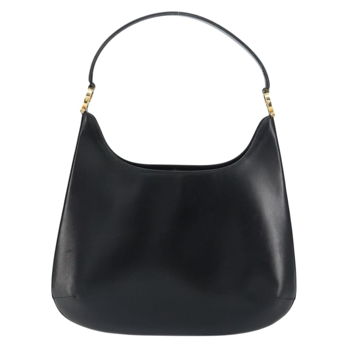 Salvatore Ferragamo Vintage Gancini Hobo Leather, BLACK, LEATHER, Shoulder bag
