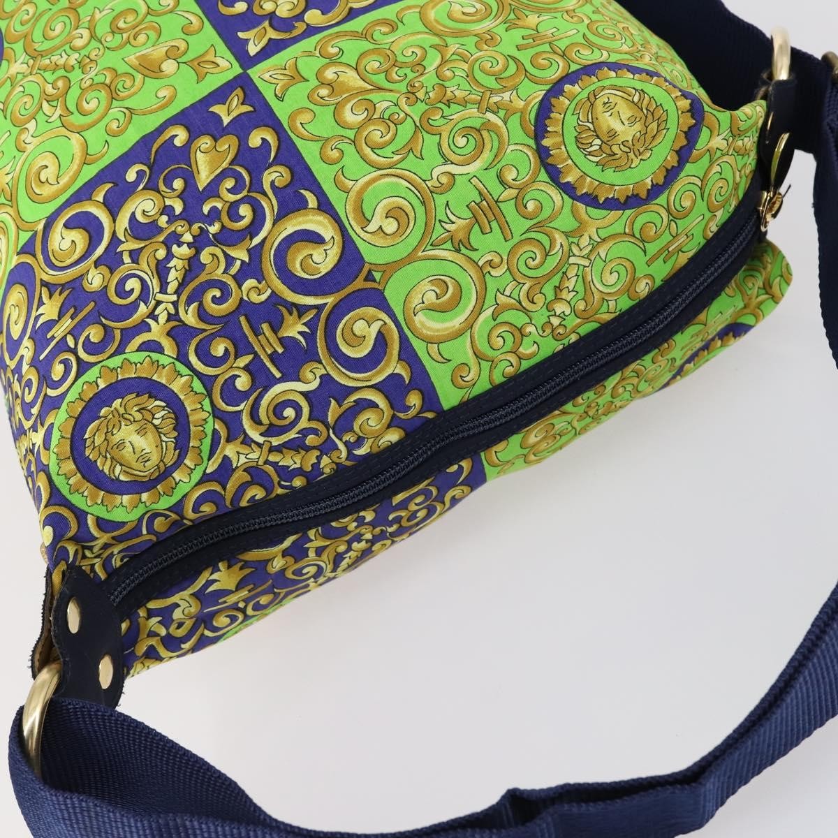 Versace Vintage Shoulder Bag Cotton, GREEN, COTTON, Shoulder bag