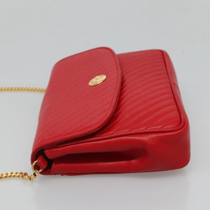 Celine Chain Shoulder Bag Leather, RED, LEATHER, Shoulder bag