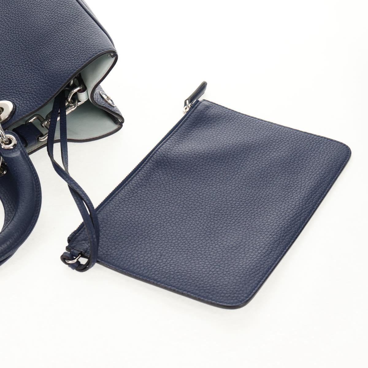 Christian Dior Diorissimo Tote Pebbled Leather, NAVY, LEATHER, Tote bag