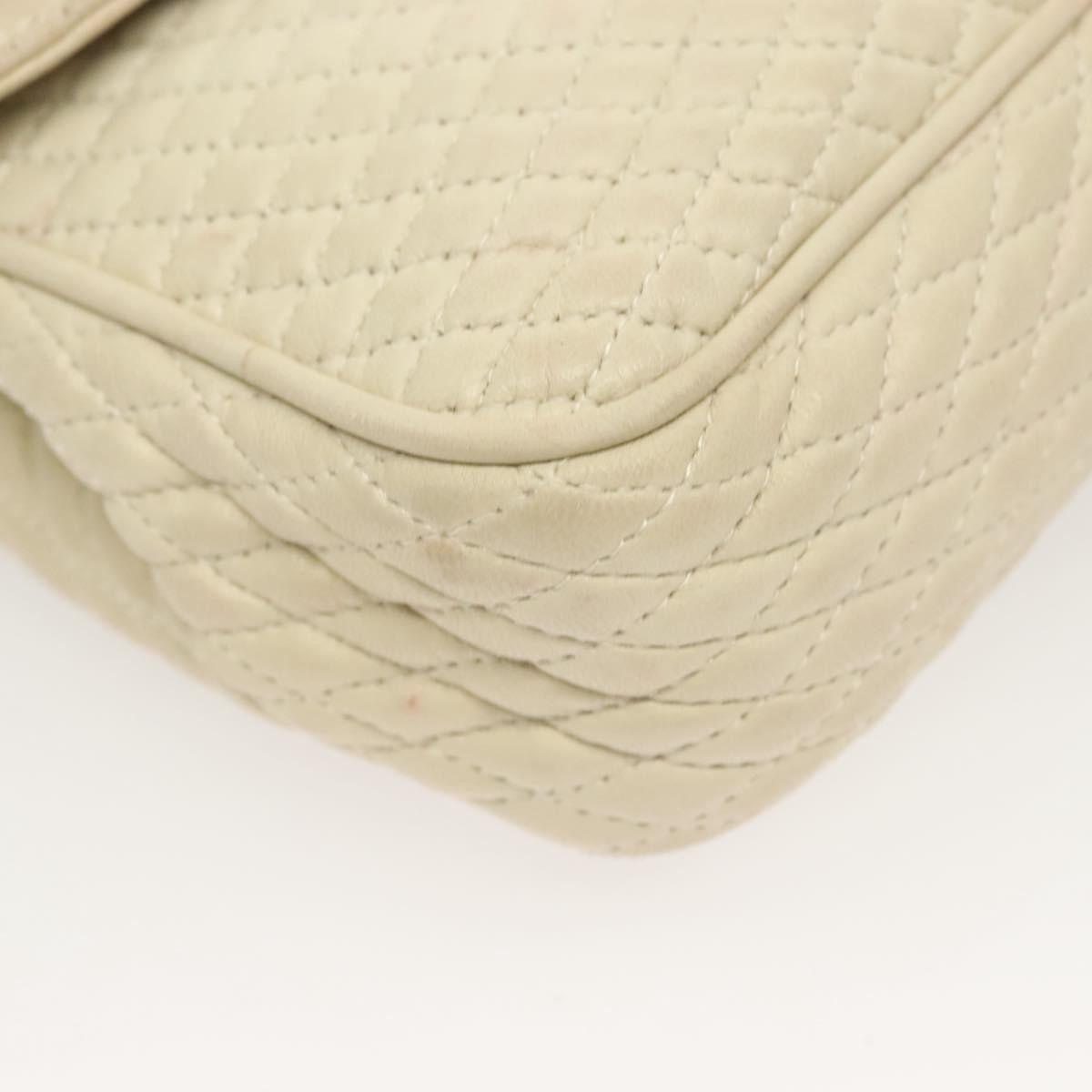 Bally Vintage Chain Shoulder Bag Quilted Leather, WHITE, LEATHER, Shoulder bag