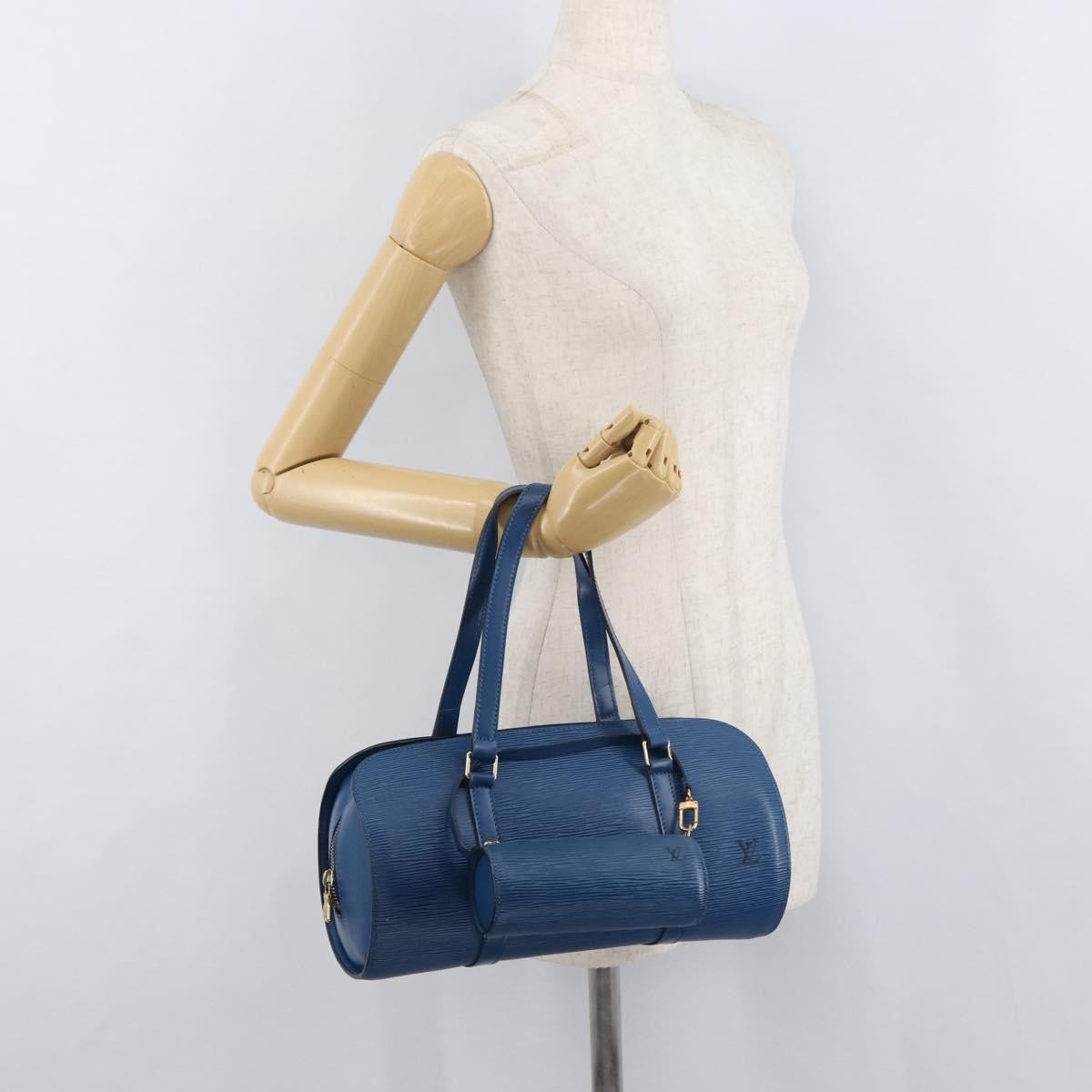 Louis Vuitton Soufflot Handbag Epi Leather, Blue, Leather, Handbag