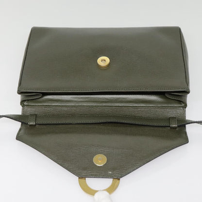 Celine Vintage Circle Logo Crossbody Bag Leather, KHAKI, LEATHER, Crossbody bag