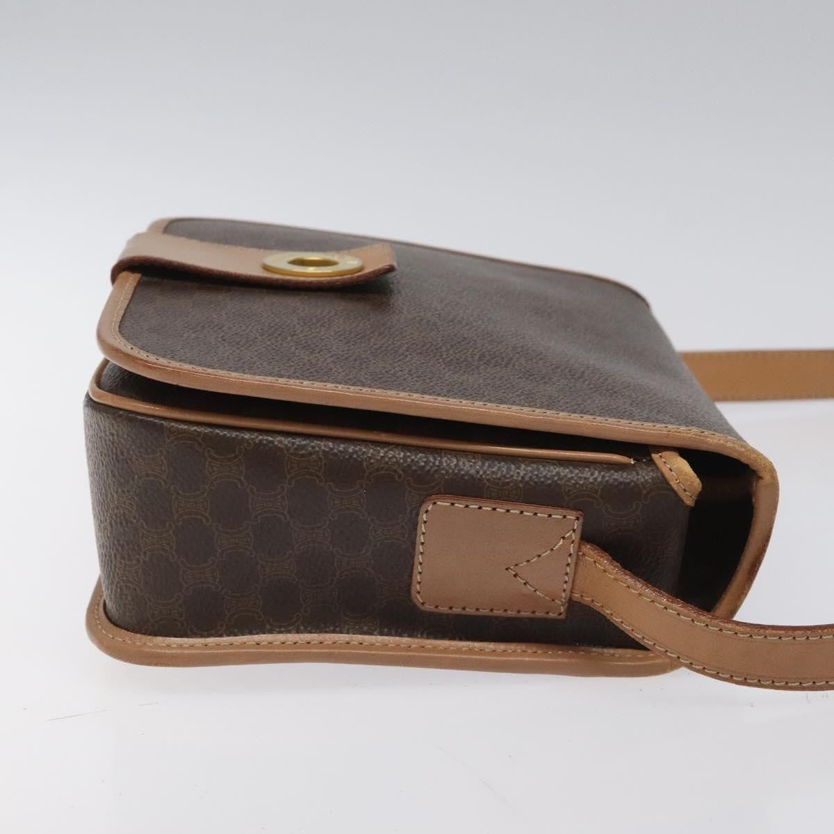 Celine Vintage Macadam Shoulder Bag Canvas and Leather, Brown, Canvas, Shoulder Bag