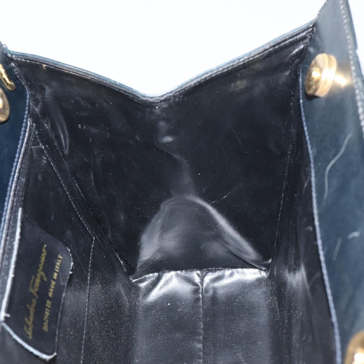 Salvatore Ferragamo Convertible Vara Bow Tote Leather, NAVY, LEATHER, Handbag