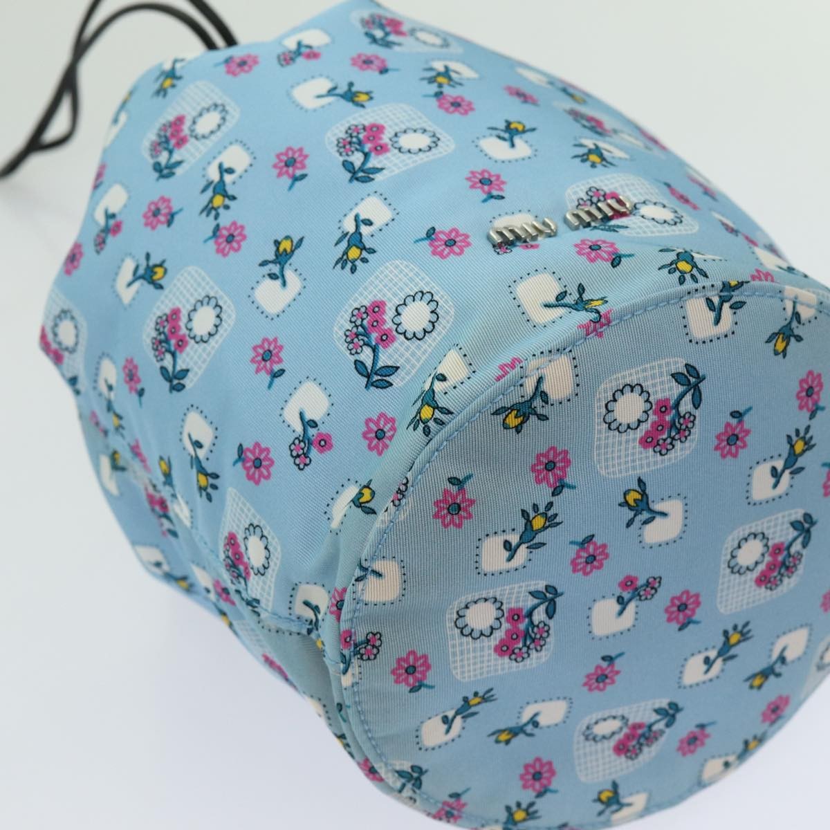 Miu Miu Drawstring Pouch Nylon, BLUE, NYLON, Clutche & pouche