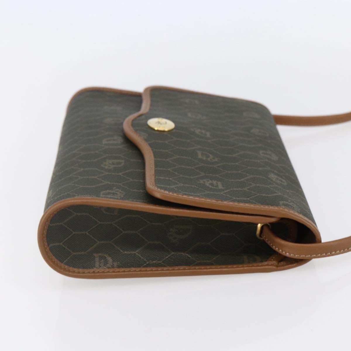 Christian Dior Vintage Honeycomb Flap Crossbody Bag Coated Canvas, KHAKI, CANVAS, Shoulder bag