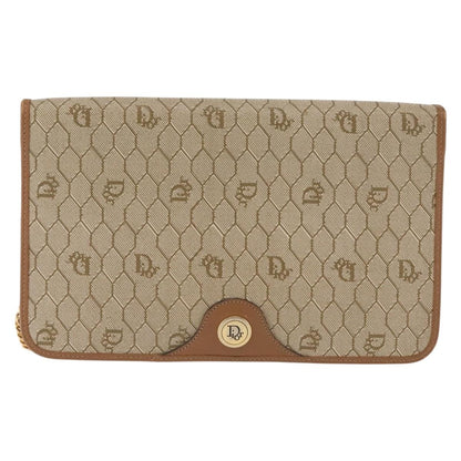 Christian Dior Vintage Honeycomb chain Canvas, BEIGE, CANVAS, Shoulder bag