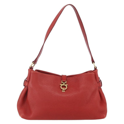Salvatore Ferragamo Gancini Shoulder Bag Leather, RED, LEATHER, Shoulder bag