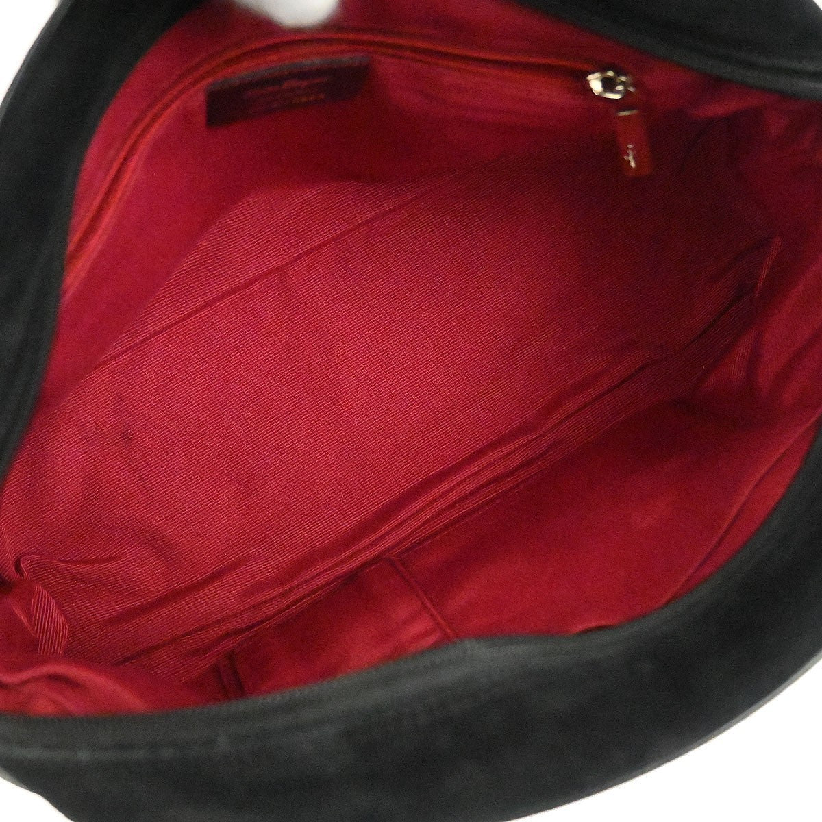 Salvatore Ferragamo Gancini handbag Suede, BLACK, SUEDE, Handbag