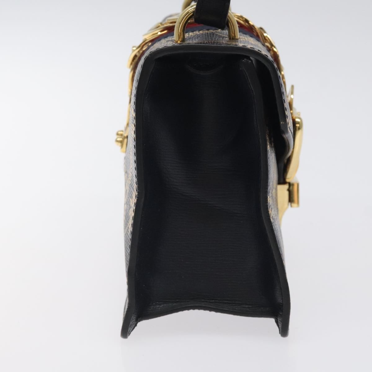 Gucci Sylvie Top Handle Bag Printed Leather, NAVY, LEATHER, Handbag