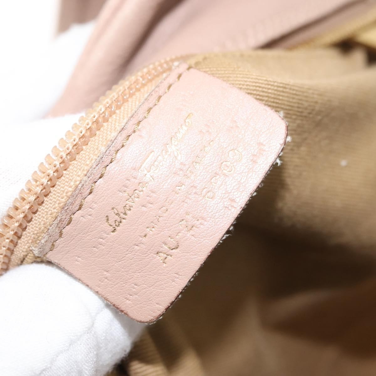 Salvatore Ferragamo Gancini handbag Leather, BEIGE, LEATHER, Handbag