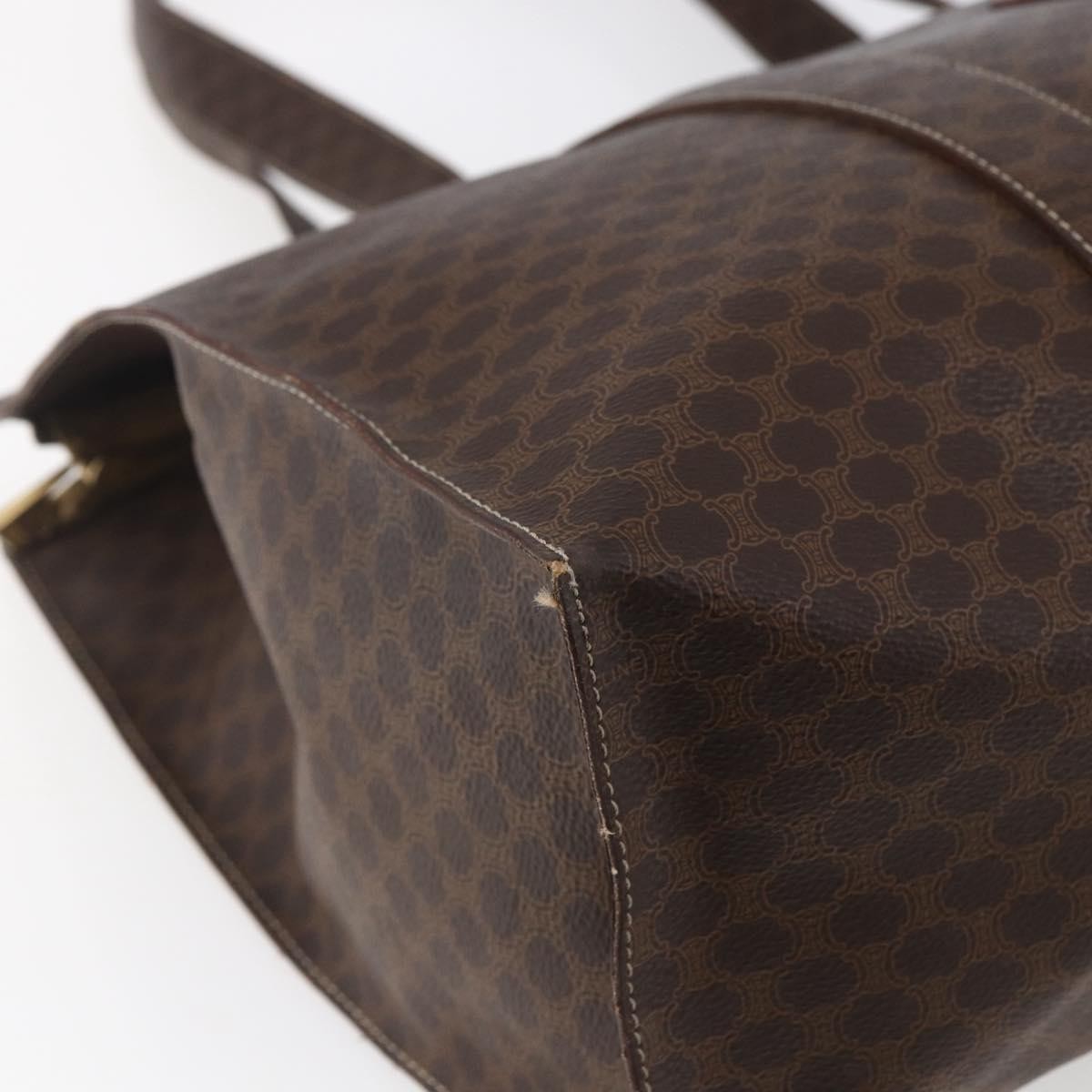 Celine Vintage Macadam Tote bag Canvas and Leather, BROWN, CANVAS, Tote bag