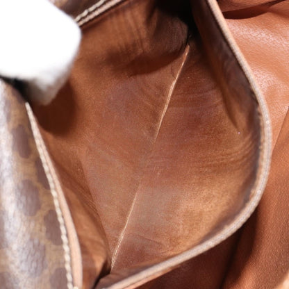 Celine Vintage Macadam Circle Logo Shoulder Bag Canvas and Leather, Brown, Canvas, Shoulder Bag