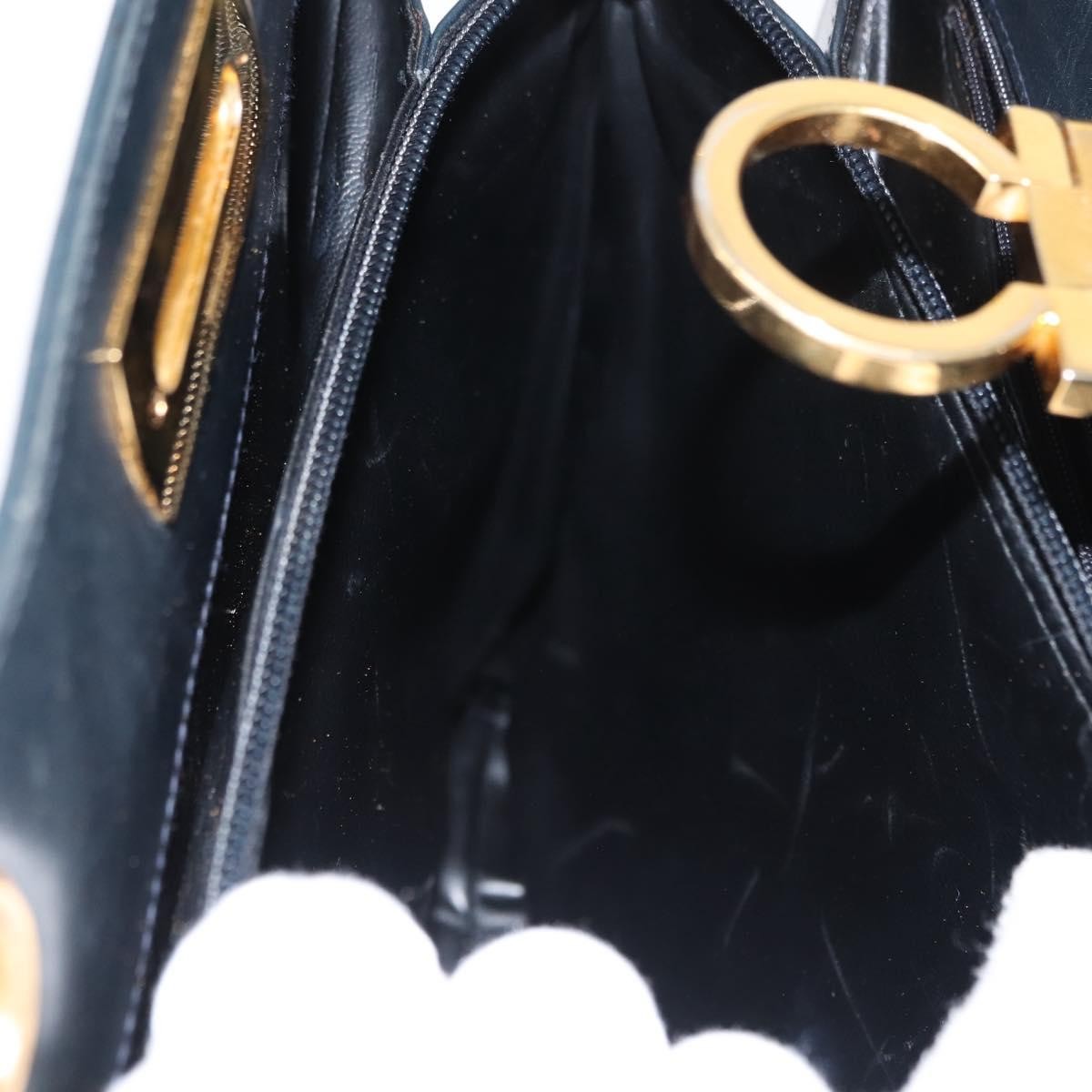 Salvatore Ferragamo Gancini Shoulder Bag Leather, NAVY, LEATHER, Shoulder bag