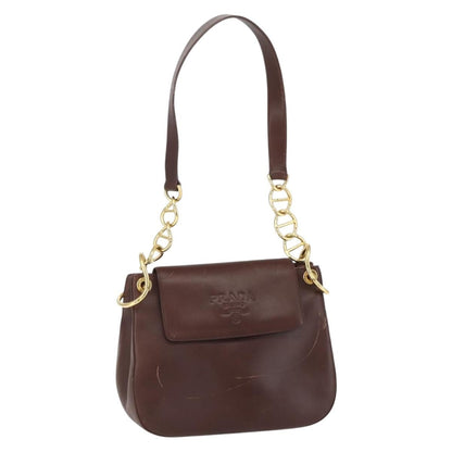 Prada Vintage Shoulder Bag Leather, BROWN, LEATHER, Shoulder bag