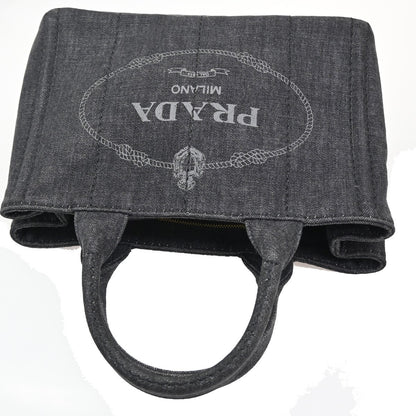 Prada Canapa Convertible Tote Denim, BLACK, DENIM_JEANS, Tote bag