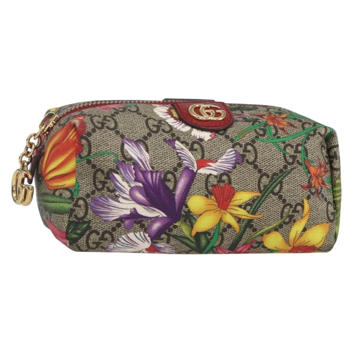 Gucci Ophidia Cosmetic Pouch Flora GG Coated Canvas, BEIGE, PVC, Clutche & pouche