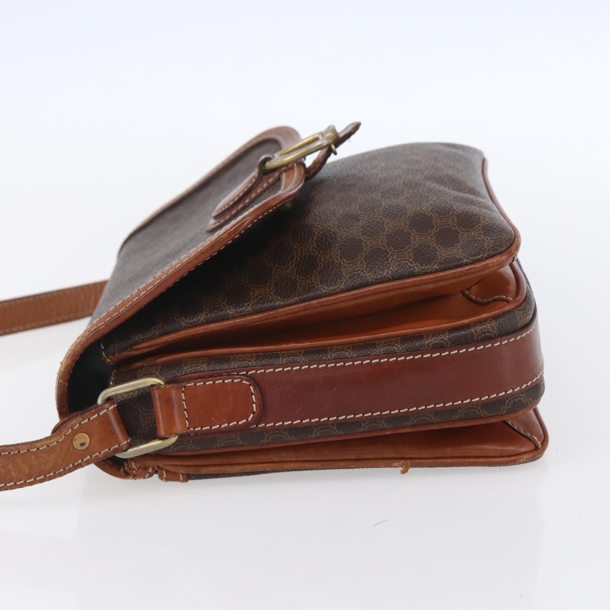 Celine Vintage Macadam Shoulder Bag Canvas and Leather, BROWN, CANVAS, Shoulder bag