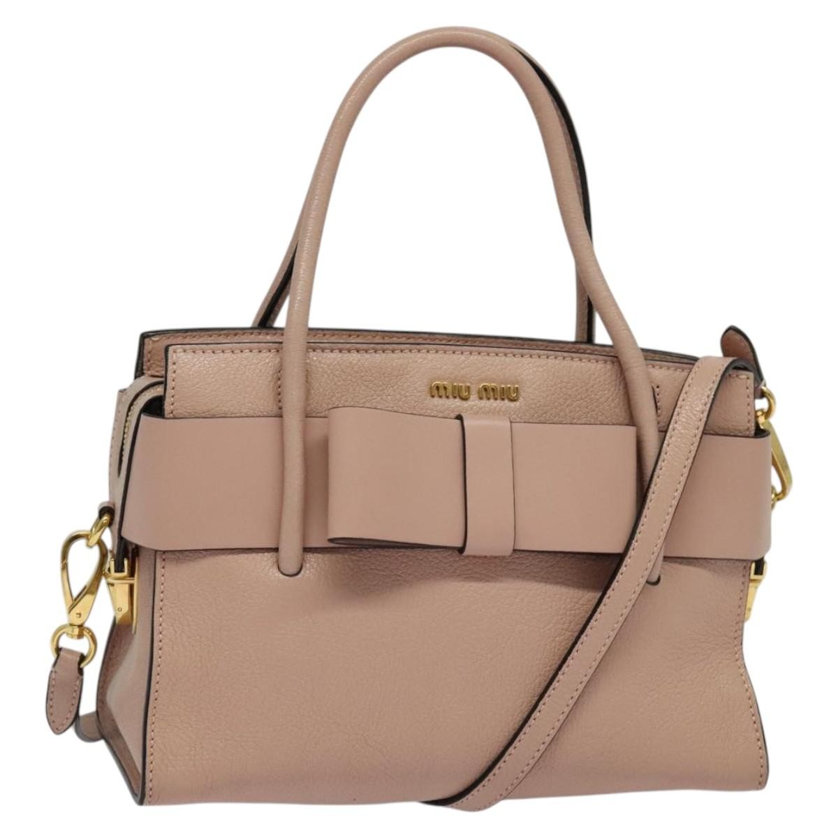 Miu Miu Madras Fiocco Bow Tote Leather, PINK, LEATHER, Tote bag