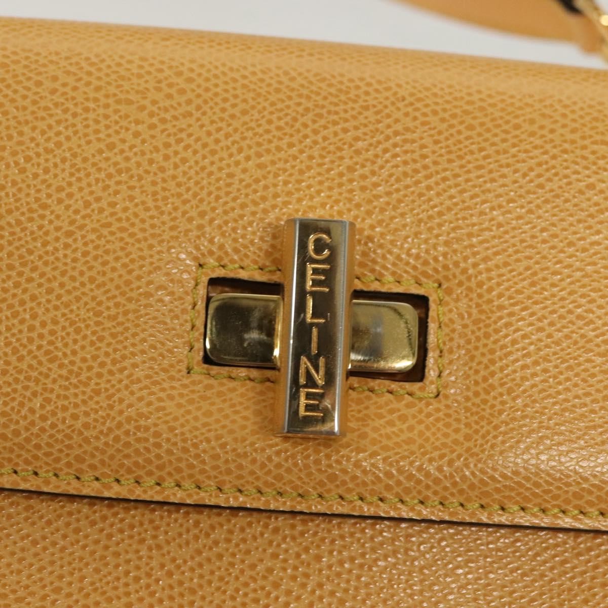 Celine Vintage Convertible Turnlock Top Handle Bag Leather, YELLOW, LEATHER, Handbag