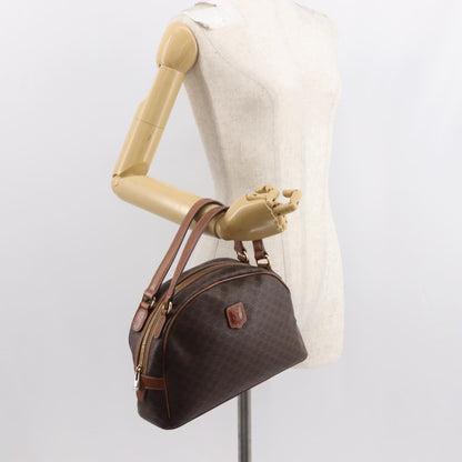 Celine Vintage Macadam Handbag Canvas and Leather, BROWN, CANVAS, Handbag
