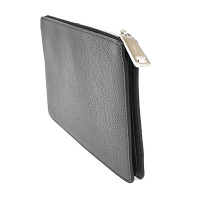 Fendi logo zip pouch FF Printed Leathear, GRAY, LEATHER, Clutche & pouche