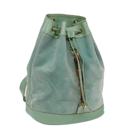 Gucci Vintage Bamboo Drawstring Backpack Suede and Leather, BLUE, SUEDE, Backpack