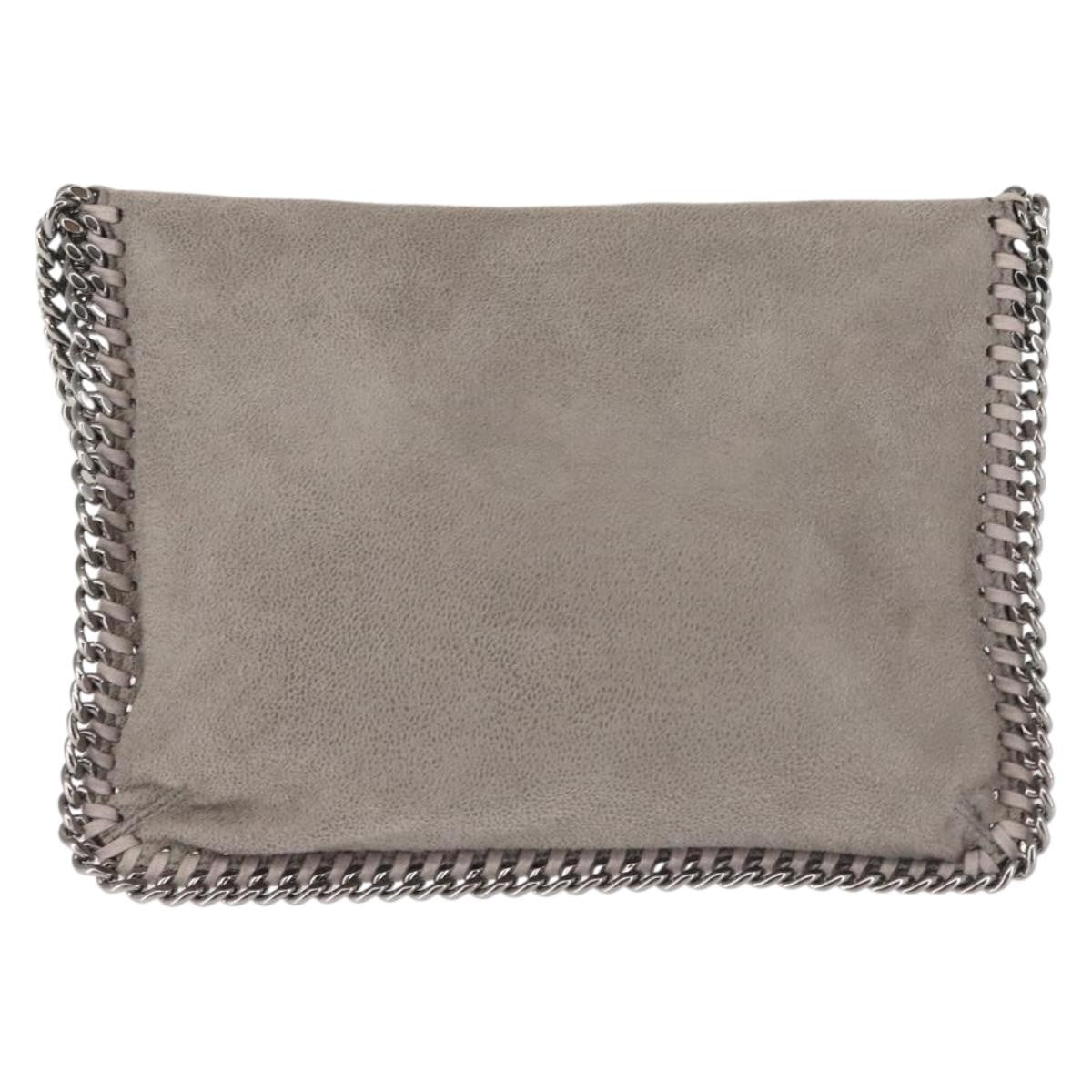 Stella McCartney Falabella Fold Over Flap Crossbody Bag Shaggy Deer, GRAY, SUEDE, Crossbody bag