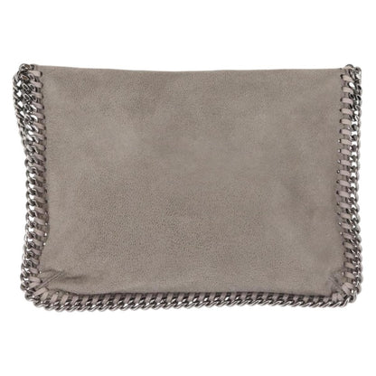 Stella McCartney Falabella Fold Over Flap Crossbody Bag Shaggy Deer, GRAY, SUEDE, Crossbody bag