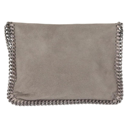 Stella McCartney Falabella Fold Over Flap Crossbody Bag Shaggy Deer, GRAY, SUEDE, Crossbody bag