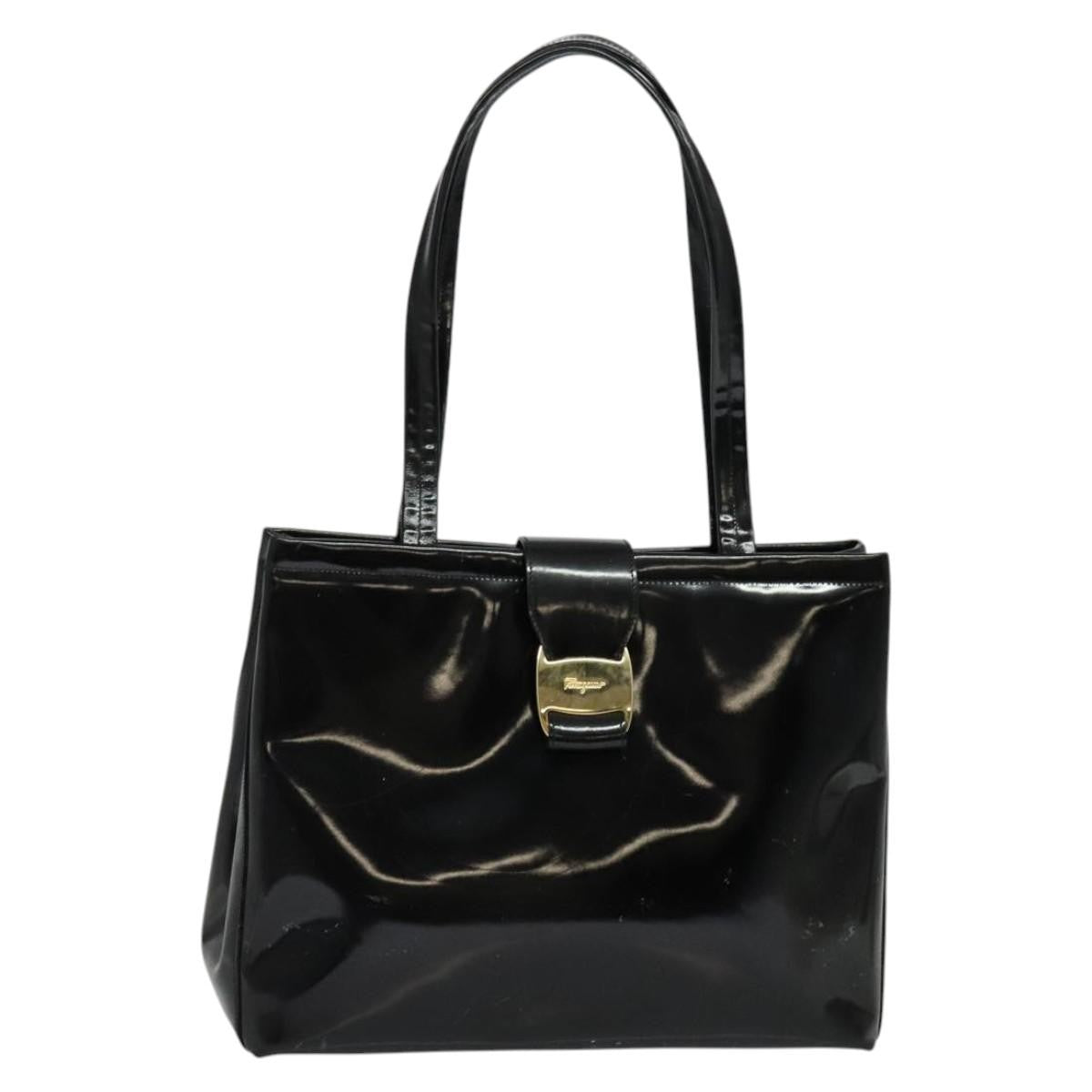 Salvatore Ferragamo Vintage Convertible Tote Patent leather, BLACK, PATENT_LEATHER, Tote bag