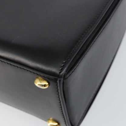 Celine Vintage Convertible Turnlock Top Handle Bag Leather, BLACK, LEATHER, Handbag