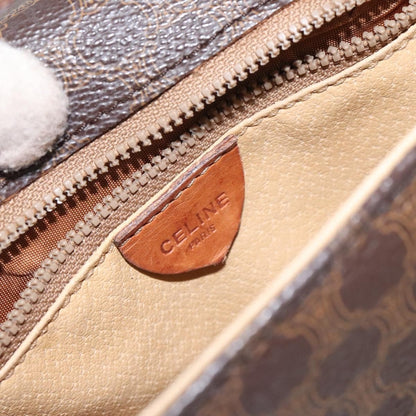 Celine Vintage Macadam Shoulder Bag Canvas and Leather, BROWN, CANVAS, Shoulder bag