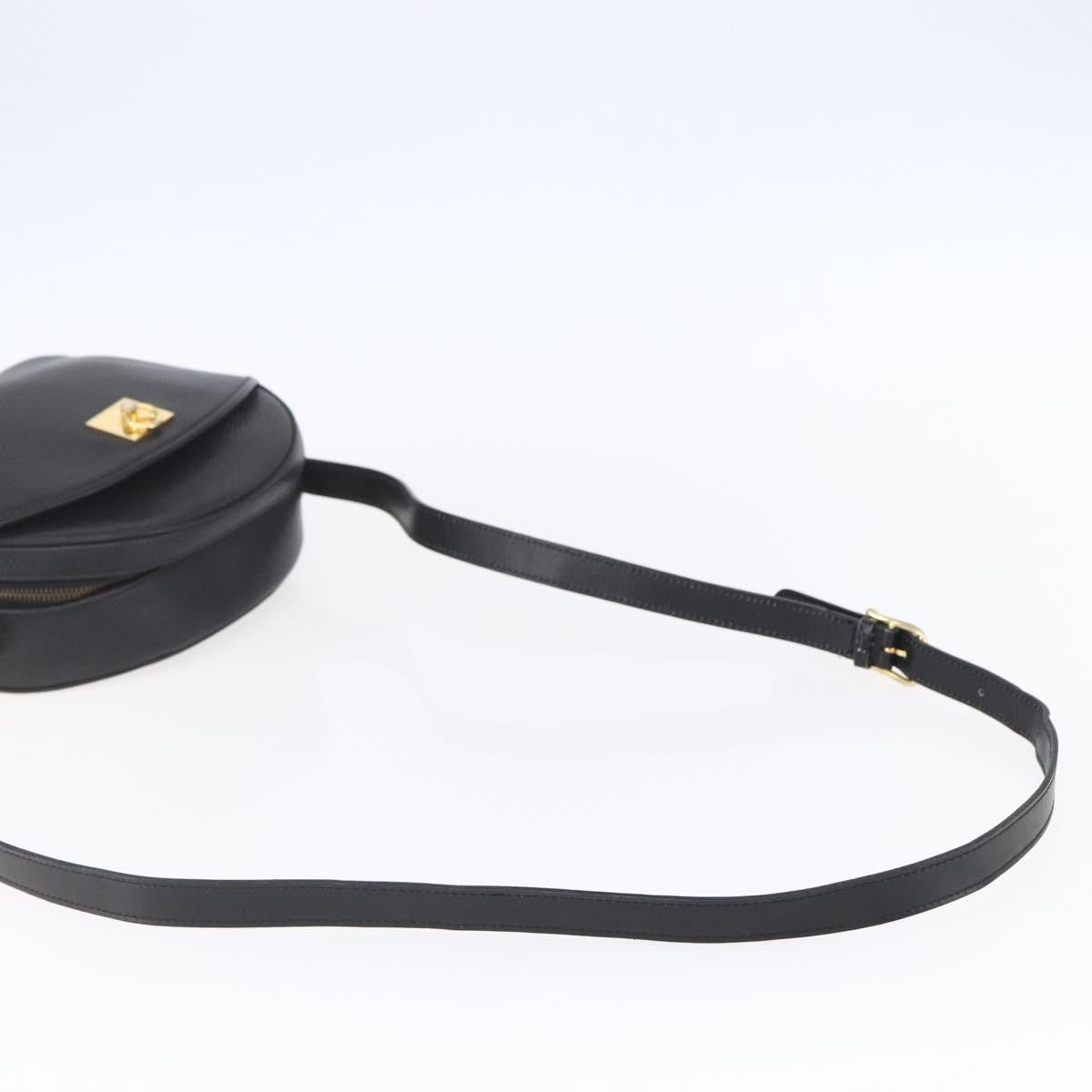 Celine Vintage Triomphe Shoulder Bag Leather, BLACK, LEATHER, Shoulder bag