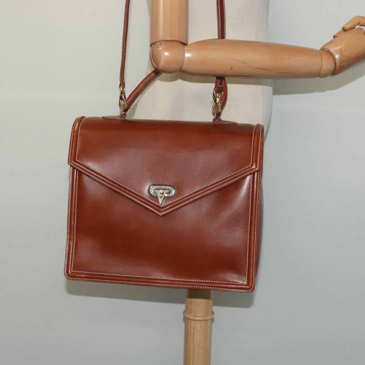Valentino Garavani Vintage Handbag Leather, BROWN, LEATHER, Handbag