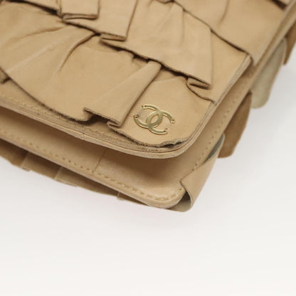 Chanel Ruffle Chain Pochette Lambskin, BEIGE, LEATHER, Clutche & pouche