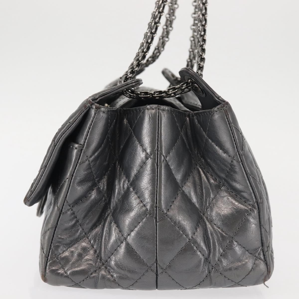 Chanel Reissue 2.55 Double Compartment Flap Bag Quilted Aged Calfskin, SILVER, LEATHER, Handbag