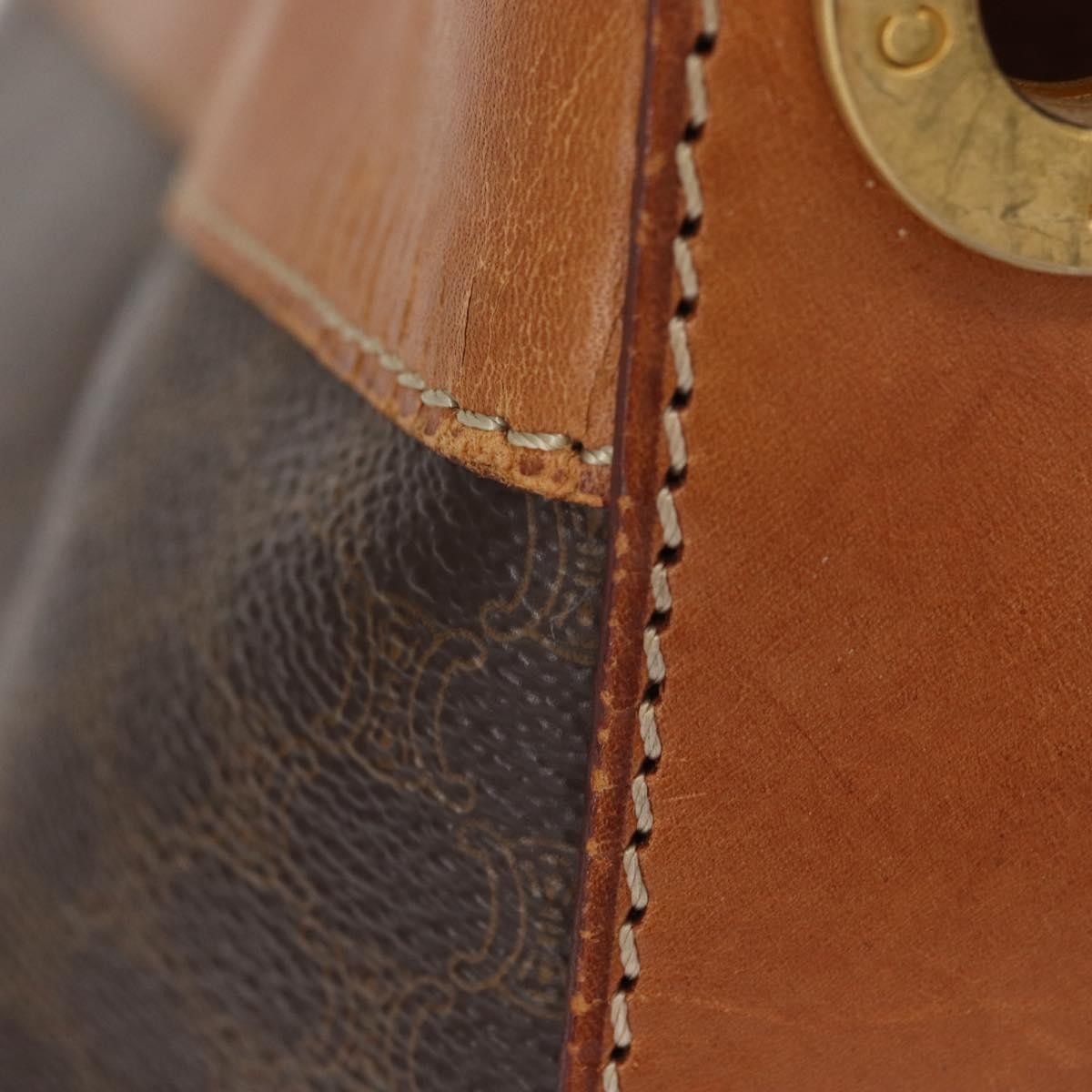 Celine Vintage Macadam Shoulder Bag Canvas and Leather, BROWN, CANVAS, Shoulder bag