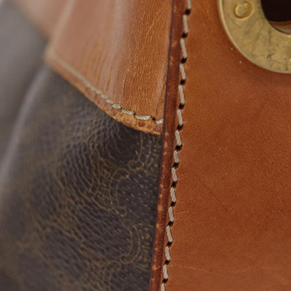 Celine Vintage Macadam Shoulder Bag Canvas and Leather, BROWN, CANVAS, Shoulder bag