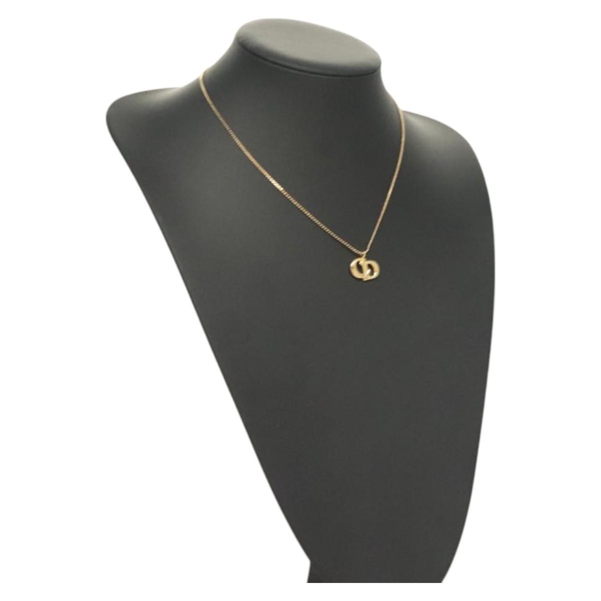 Christian Dior CD Pendant Necklace Metal, GOLD, METAL, Necklace