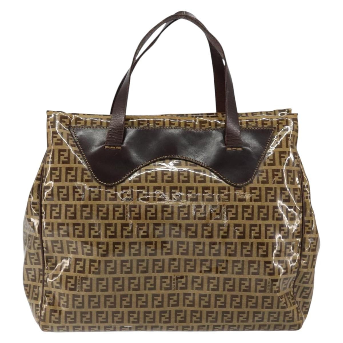 Fendi Zip Tote Canvas, BEIGE, CANVAS, Tote bag