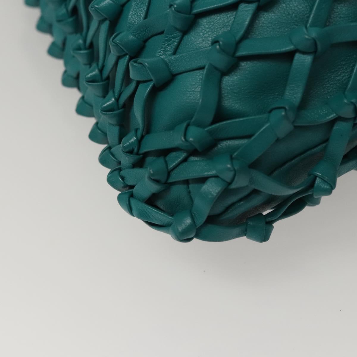 Chanel Vintage Resin Bucket Bag Woven Leather, TURQUOISE, LEATHER, Shoulder bag