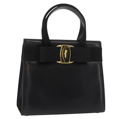 Salvatore Ferragamo Vala Handbag Leather, BLACK, LEATHER, Handbag