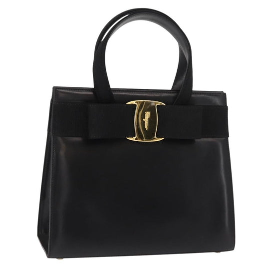 Salvatore Ferragamo Vala Handbag Leather, BLACK, LEATHER, Handbag
