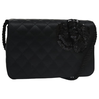 Chanel Camellia Charms Wallet on Chain Silk, BLACK, SATIN, Wallets