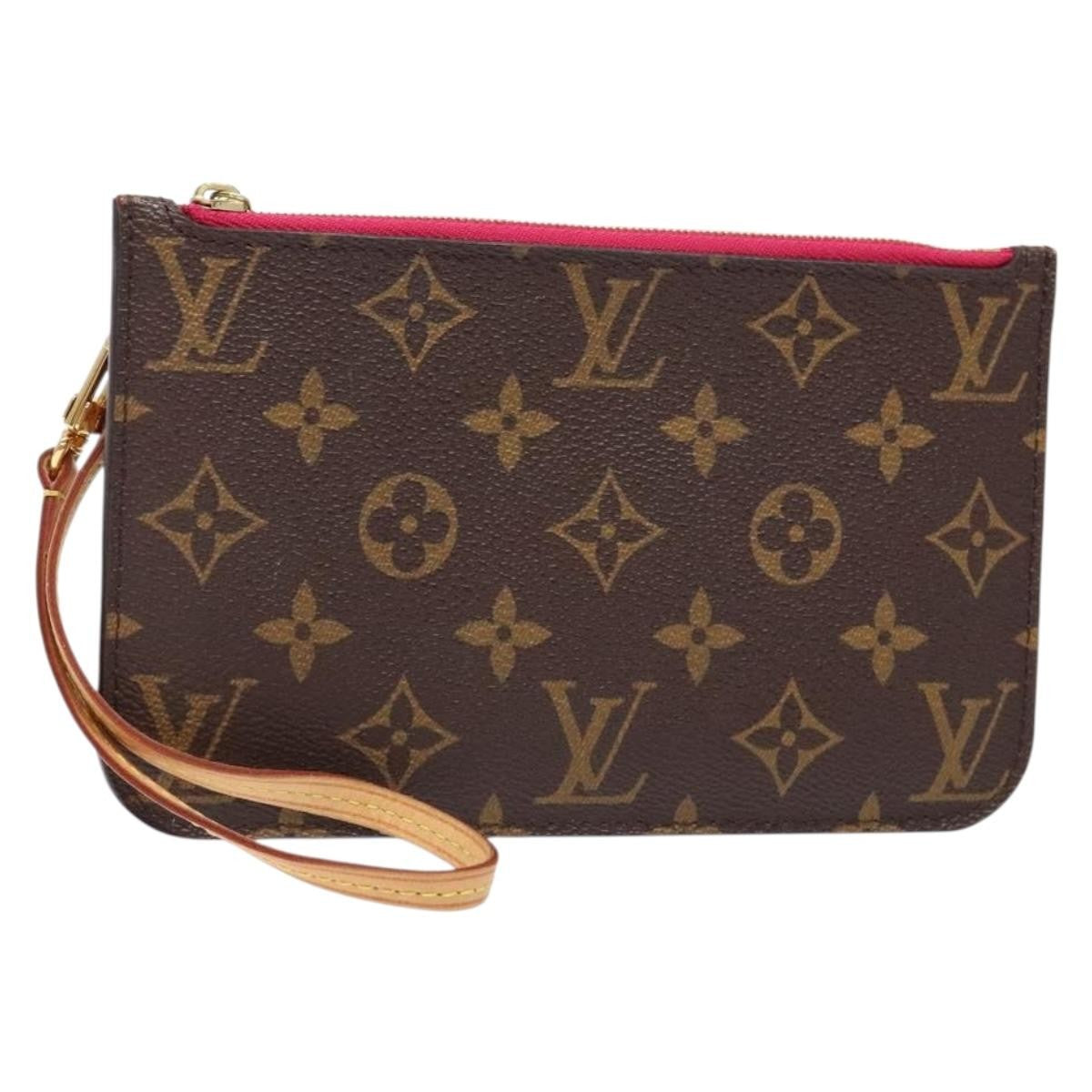Louis Vuitton Neverfull Pochette Monogram Canvas, BROWN, CANVAS, Tote bag