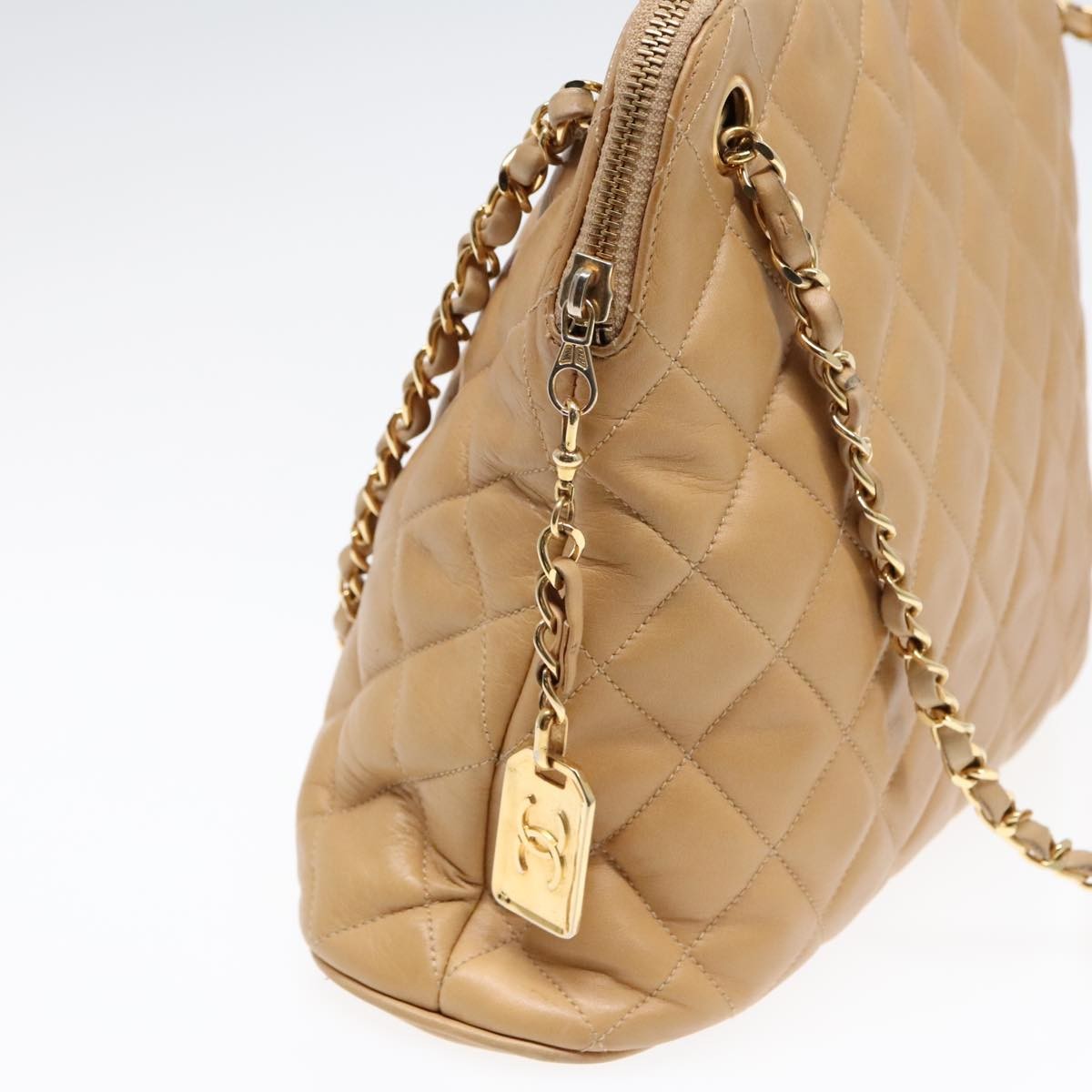Chanel Vintage Chain Shoulder Bag Quilted Lambskin, BEIGE, LEATHER, Shoulder bag