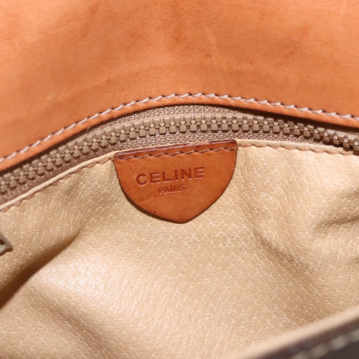 Celine Vintage Macadam Shoulder Bag Canvas and Leather, BROWN, CANVAS, Shoulder bag