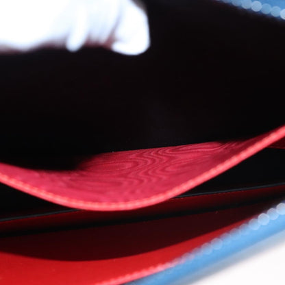 Christian Louboutin Trictrac Portfolio Bag Leather and Spiked Leather, BLUE, LEATHER, Handbag